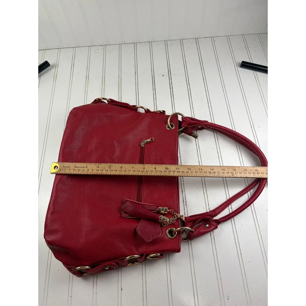 Vintage Y2K Red Pebbled Vegan Leather Hobo Slouchy Shoulder Bag Purse